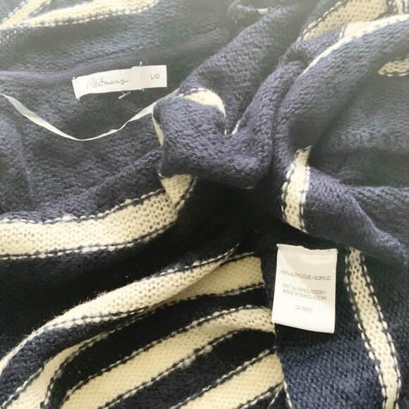 REITMANS Size LARGE Striped Navy Blue and Beige Long Cardigan - Picture 9 of 10